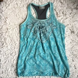 Athleta Pattern Racerback Blue Tank, size Medium
